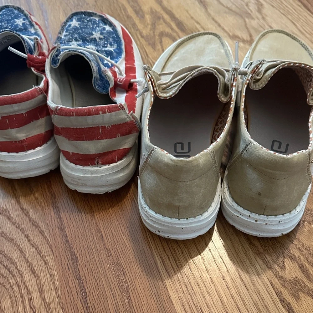 Hey Dude Kids Shoes - Starry Red, Blue, and Classic Tan